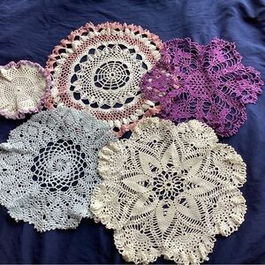 Vintage Handmade Dolies lot of 5